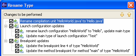 renaming includes Java launch configurations