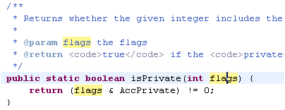 Occurrences marked in Javadoc tags