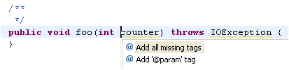 Insert Javadoc quick fix