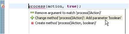 Quick Fix for mismatching parameters