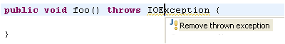 'Remove thrown exception' quick fix